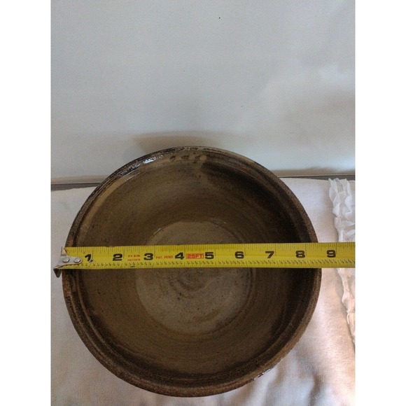 Hand Pottery Bowl Studio Art Brown Drip Glaze Two-Tone Artist Signed GORGEOUS - Picture 12 of 12